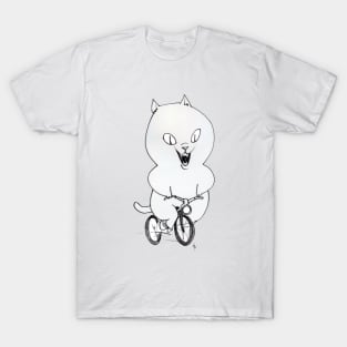 Cat on a Bicycle - Black & White T-Shirt